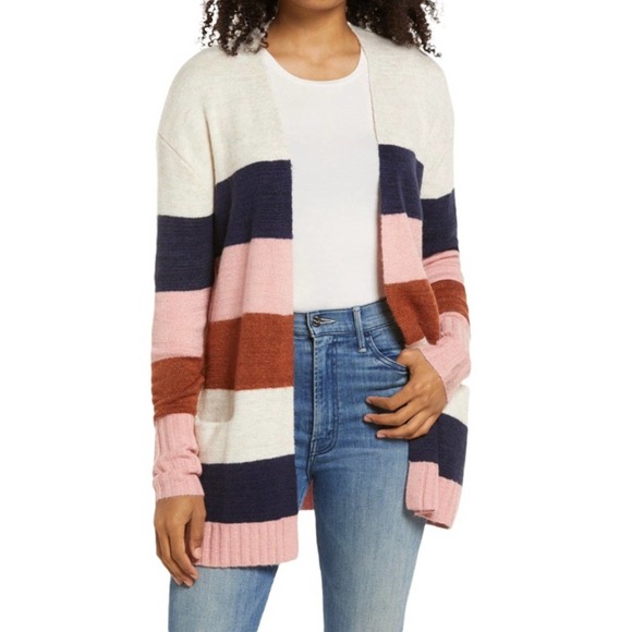 Caslon striped long cardigan sweater - medium - Picture 1 of 11